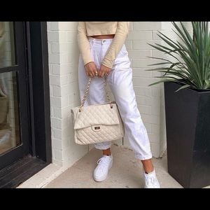 Ivory quilted shoulder bag